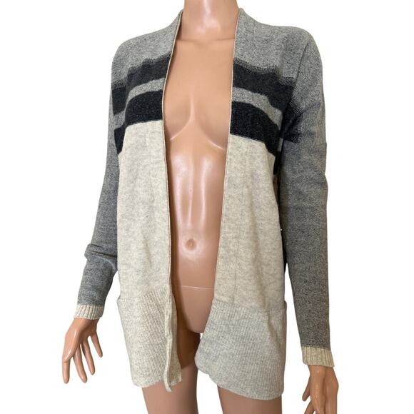 Vince Variegated Wool & Cashmere sweater Cardigan SZ SM striped open front - Picture 2 of 8